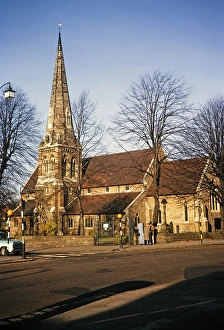 Victorian church 1860 Spire completed 1866, by Edward Holmes and Frederick Preedy Kings Heath, Birmingham, West Midland, England, UK 1964