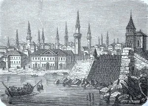 Viddin on the Danube in 1880, fortress and city panorama
