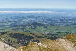View from the alpine peak Saentis to the Appenzell Alps