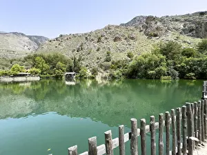 View of artificial lake created in 1987 on the edge of the Psiloritis Mountains