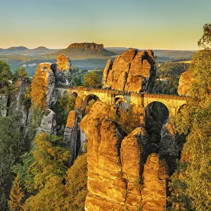 View over the Bastei bridge to the Lilienstein