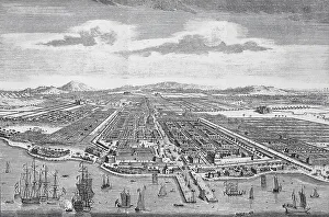 View of Batavia in 1880, in front the fort