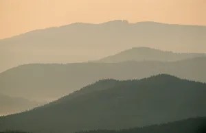 View of the Bavarian Forest from the Lusen at dawn