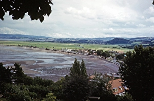View across the bay at low tide, Minehead, Somerset, England, Great Britain in the early 1960s