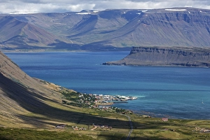 Category Mountain Landscapes Prints: View on Bildudalur and mountains of the Westfjords