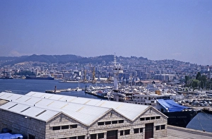 View of boats in the harbour area of Vigo, Spain 1999
