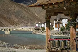 View of the bridge in one of the small Tibetan villages