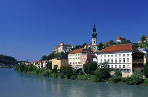 View of Burghausen across the Salzach River