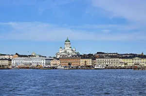 View on capitol of Finnland city of Helsinki with its islands and harbours