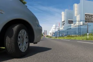 View around a car of the new Neurath lignite-fired power station