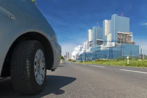 View around a car of the new Neurath lignite-fired power station