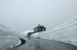 Category Scandinavia Prints: View from a car on a snowy road