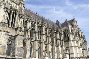 View at a part of cathedral Notre Dame in Reims