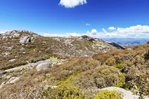 View of Cathedral Rock formation near The Hump at Mt Buffalo on a summer's afternoon in the Victorian Alps