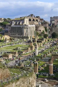 Category Cities DE Prints: View of the central square of the Roman Forum in the left half of the picture