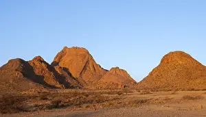 View of the characteristic Spitzkoppe Mountains under clear skies