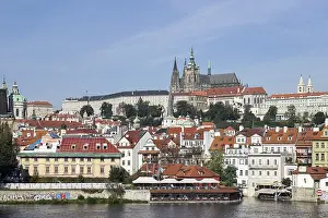 View from Charles Bridge towards the St Vitus Cathedral in Prague