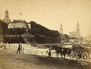 View of the Church of Our Lady and Stadtkirche in Dresden in 1860