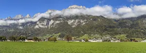 View of the Churfirsten with a band of clouds