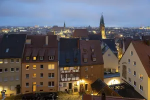 View of the city from the Imperial Castle with St Seebald's Church and St Lorenz