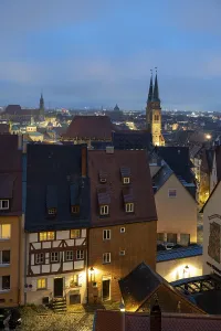 View of the city from the Imperial Castle with St Seebald's Church and St Lorenz