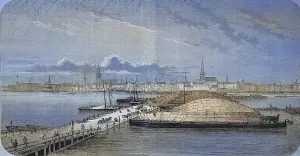 View of the city of Riga from the left bank of the Duena
