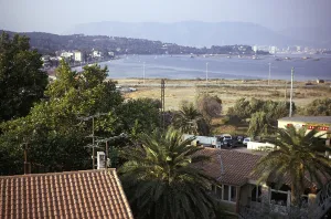 View of the coastline near Les Sablettes, Cote d'Azur, France 1974