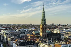 View of Copenhagen from the tower of Christiansborg Palace Church with the former St Nicholas Church Kunsthalle Nikolaj
