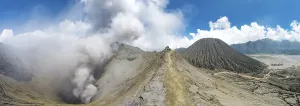 View in crater of the smoking volcano Gunung Bromo
