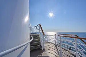Category Scandinavia Prints: View from the deck of a cruise ship Mein Schiff 6 to the sunny sea and clear sky