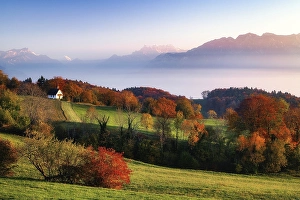 View of Dents du Midi at sunset