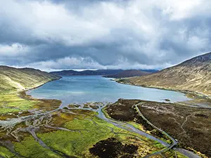 Framed Print : View from Eas a Bhradain Waterfall from drone Framed Print : View from Eas a Bhradain Waterfall from drone