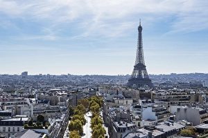 View of the Eiffel Tower in Paris, France, Europe