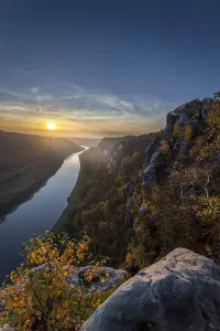 View of Elbe from bastion, sunset