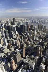 View from the Empire State Building towards the east with the East River