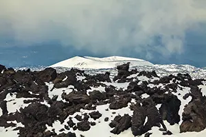 View of the extinct crater at the volcano Etna in spring