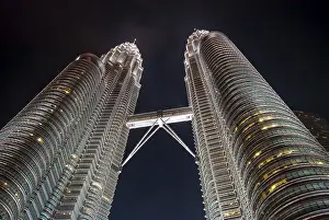 View on famous Pertonas twin tower at night