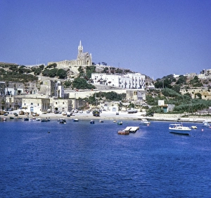 View from ferry arriving at Mgarr, Gozo, Malta, Europe 1971, Europe