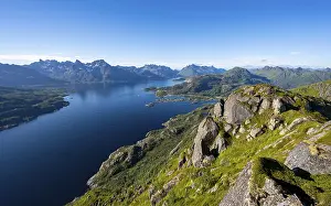 View of Fjord Raftsund and mountains