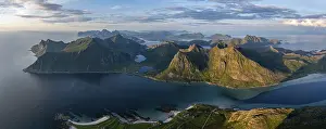 View of the fjords and mountains of Lofoten