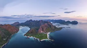 View of Flakstad and Skagsanden beach