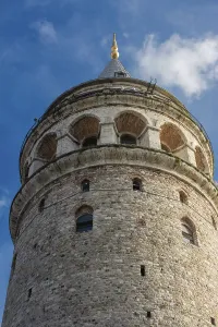 View of the Galata Tower from ancient times in Istanbul