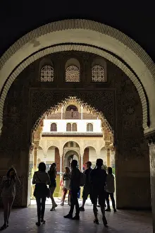 View through a gate, arabesque Moorish architecture