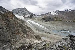 View of glacier Glacier de Cheilon and mountain peak Mont Blanc de Cheilon