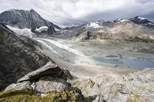 View of glacier Glacier de Cheilon and mountain peak Mont Blanc de Cheilon