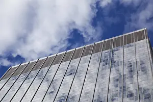 Framed Print : View up a glass skyscraper facade in Manhattan