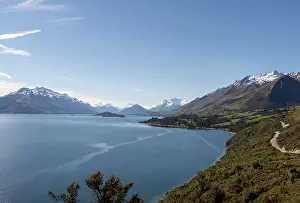 View towards Glenorchy on lake with mountains