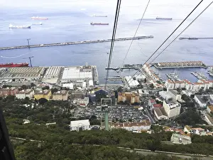 View from the gondola to the bay of gibraltar