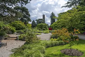 View of the Great Pagoda from a Japanese garden