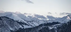 View of the Grossglockner, Alps in winter with snow-covered mountains